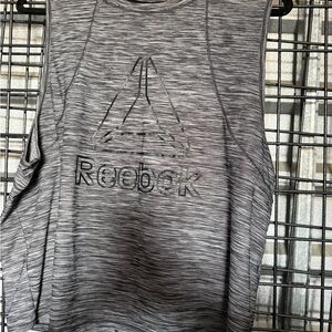 Reebok Heathered Grey Athletic Tank Embossed Logo xl open back extra large A6